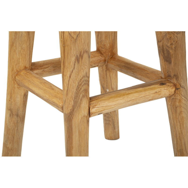 Tabouret artisanal ethnique Hauteur 55 cm en Bois de teck recyclé Marron Bulat - 6
