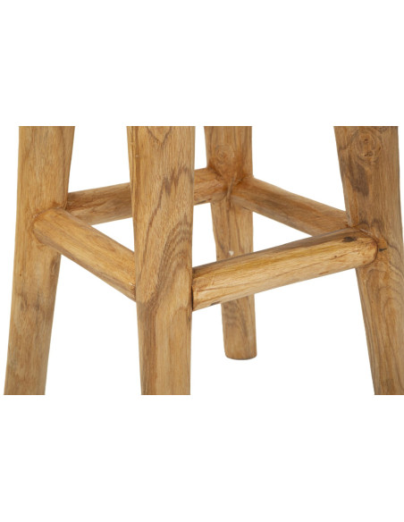 Tabouret artisanal ethnique Hauteur 55 cm en Bois de teck recyclé Marron Bulat - 6