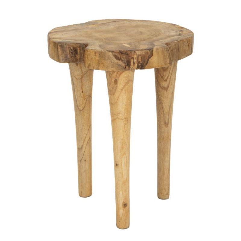 Tabouret artisanal ethnique Hauteur 45 cm en Bois de teck recyclé Marron Kursi 