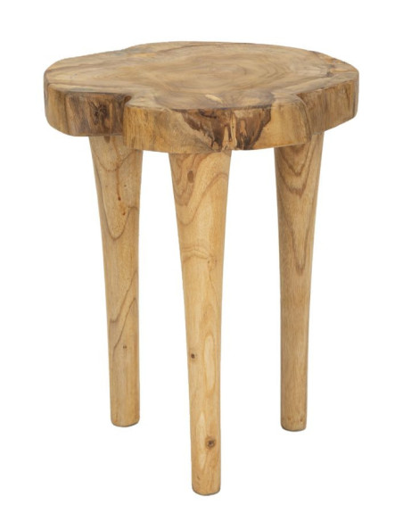 Tabouret artisanal ethnique Hauteur 45 cm en Bois de teck recyclé Marron Kursi 
