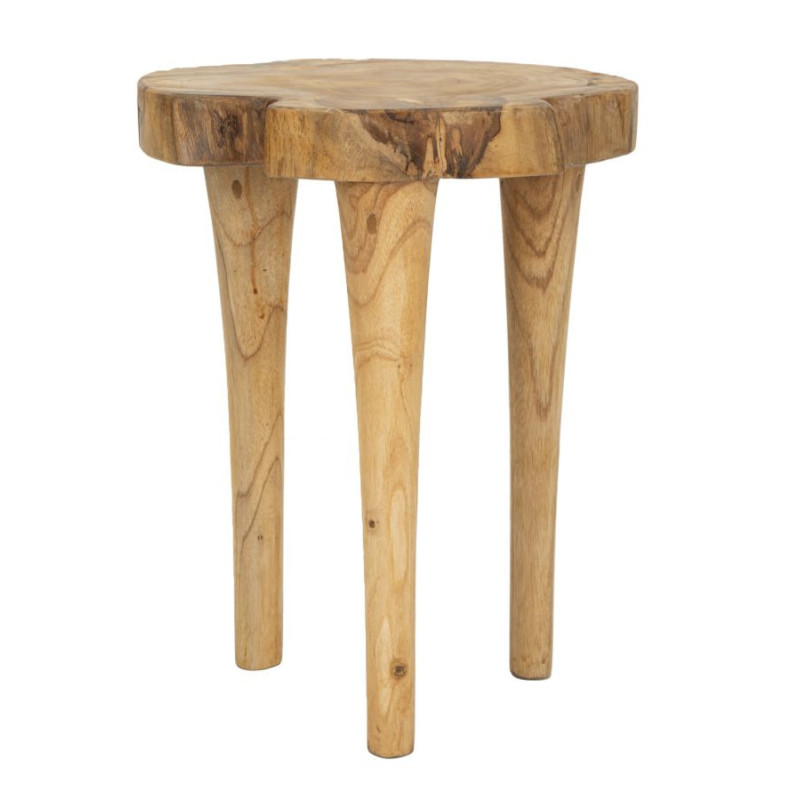 Tabouret artisanal ethnique Hauteur 45 cm en Bois de teck recyclé Marron Kursi 