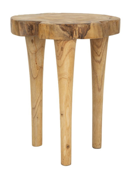 Tabouret artisanal ethnique Hauteur 45 cm en Bois de teck recyclé Marron Kursi 