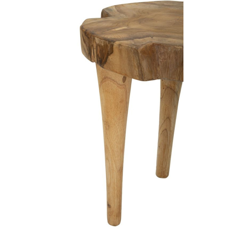 Tabouret artisanal ethnique Hauteur 45 cm en Bois de teck recyclé Marron Kursi 