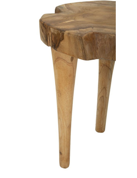 Tabouret artisanal ethnique Hauteur 45 cm en Bois de teck recyclé Marron Kursi 