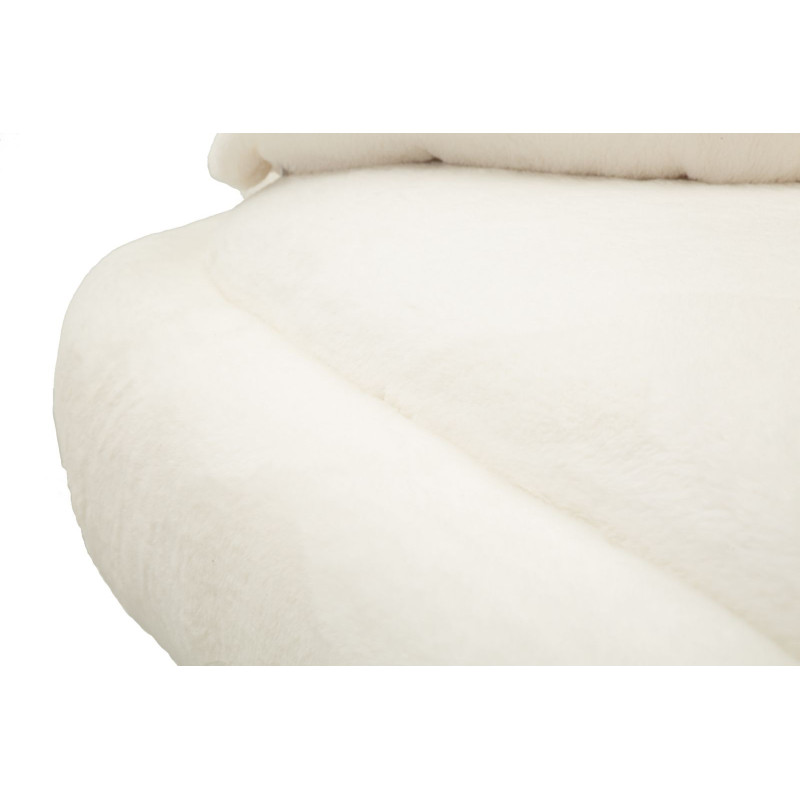 Canapé Bouclette moderne Droit 2 places en Tissu Blanc Bouclé Métal Doré Bois Soffy Plus 