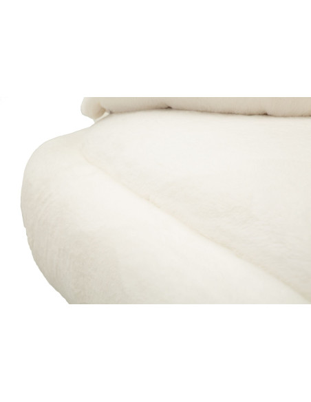 Canapé Bouclette moderne Droit 2 places en Tissu Blanc Bouclé Métal Doré Bois Soffy Plus 