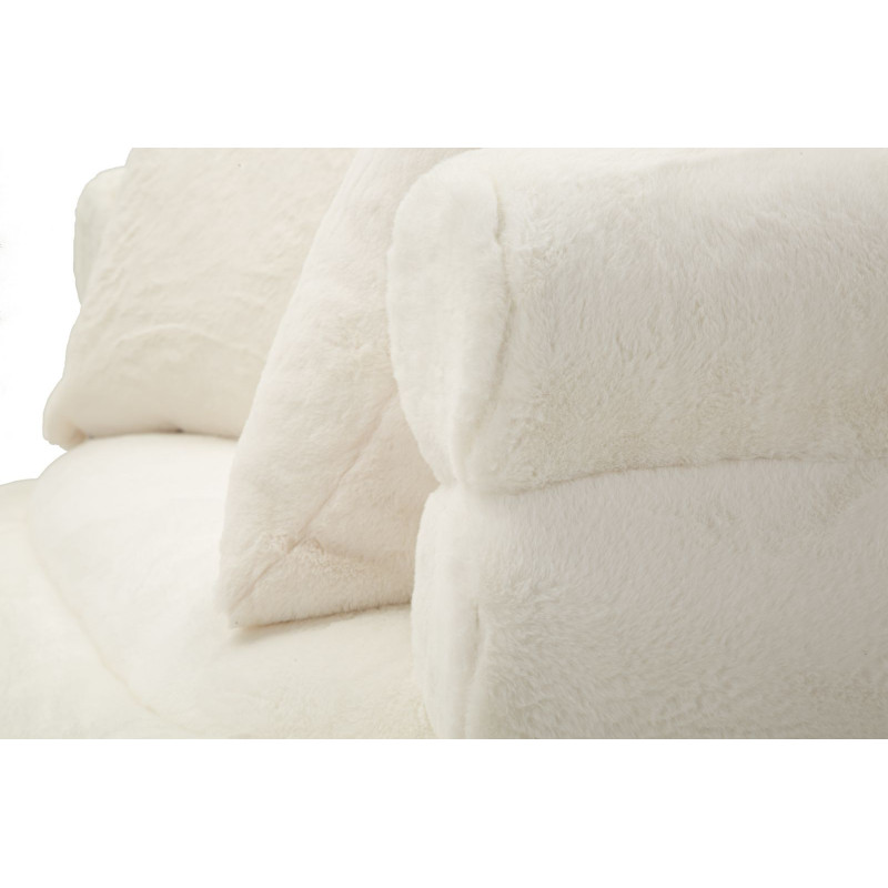 Canapé Bouclette moderne Droit 2 places en Tissu Blanc Bouclé Métal Doré Bois Soffy Plus 