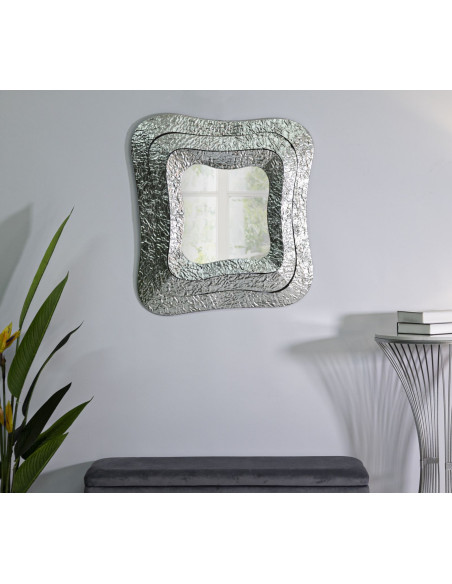 Miroir mural moderne Original 74x79 en Métal Argenté Aury 