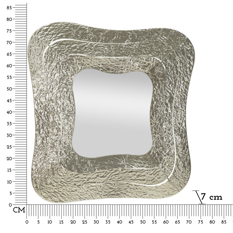 Miroir mural moderne Original 74x79 en Métal Argenté Aury 