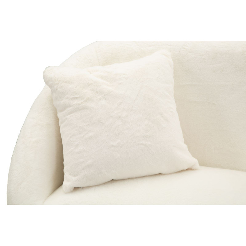 Canapé Bouclette moderne Droit 2 places en Tissu Blanc Bouclé Métal Doré Bois Soffy 