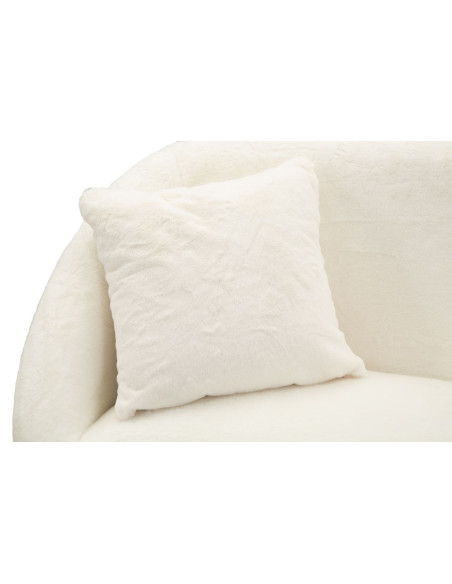 Canapé Bouclette moderne Droit 2 places en Tissu Blanc Bouclé Métal Doré Bois Soffy 