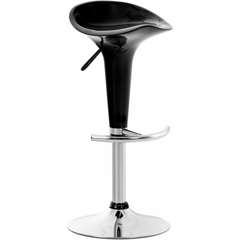 Tabouret de bar design rétro en Polypropylène Noir Métal Argenté Brillant Bellano - 1