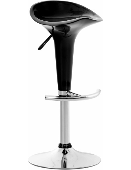 Tabouret de bar design rétro en Polypropylène Noir Métal Argenté Brillant Bellano - 1