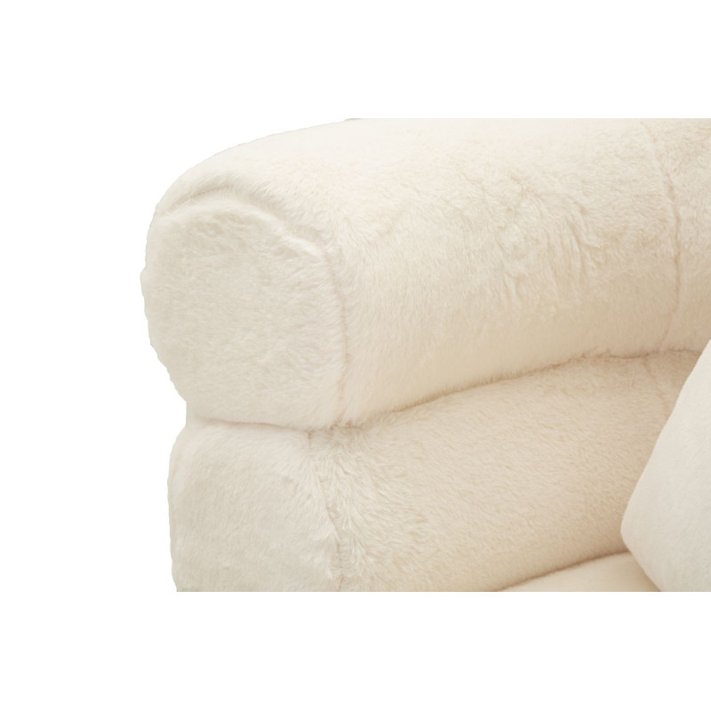 Fauteuil Bouclette moderne en Tissu Blanc Bouclé Métal Doré Bois Soffy Plus 