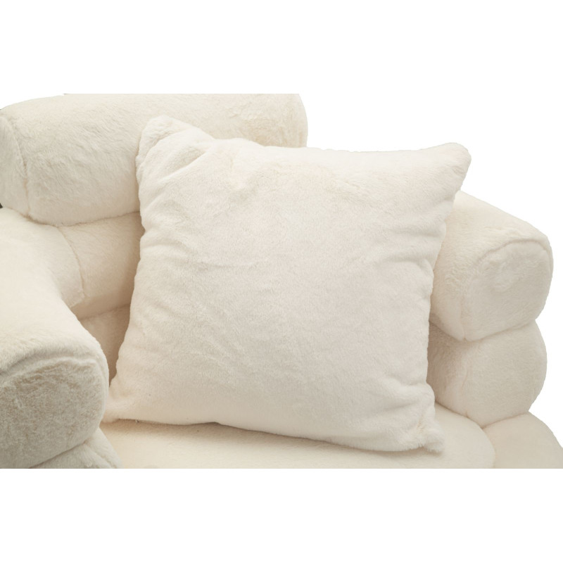 Fauteuil Bouclette moderne en Tissu Blanc Bouclé Métal Doré Bois Soffy Plus 
