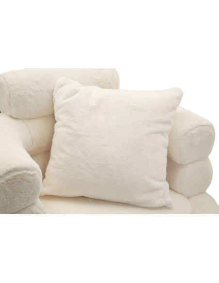 Fauteuil Bouclette moderne en Tissu Blanc Bouclé Métal Doré Bois Soffy Plus 