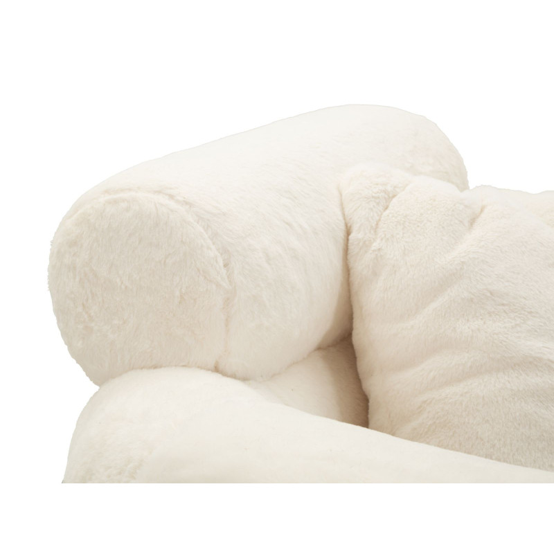 Fauteuil Bouclette moderne en Tissu Blanc Bouclé Métal Doré Bois Soffy Plus 