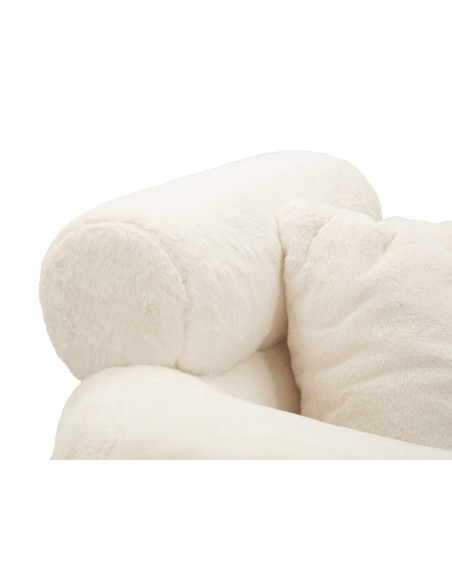 Fauteuil Bouclette moderne en Tissu Blanc Bouclé Métal Doré Bois Soffy Plus 