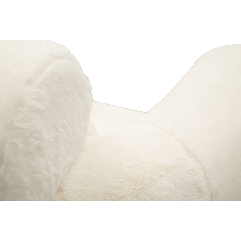 Fauteuil Bouclette moderne en Tissu Blanc Bouclé Métal Doré Bois Soffy Plus 