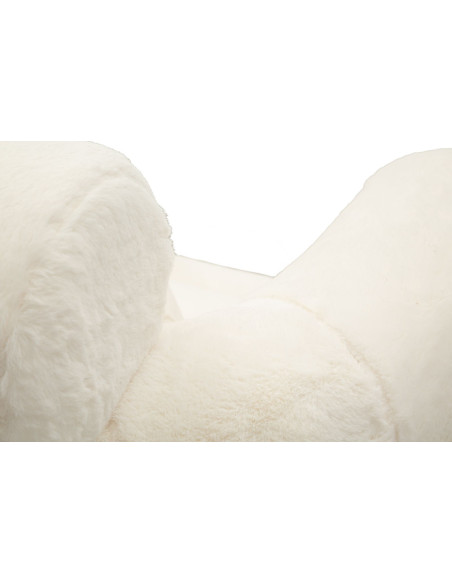 Fauteuil Bouclette moderne en Tissu Blanc Bouclé Métal Doré Bois Soffy Plus 