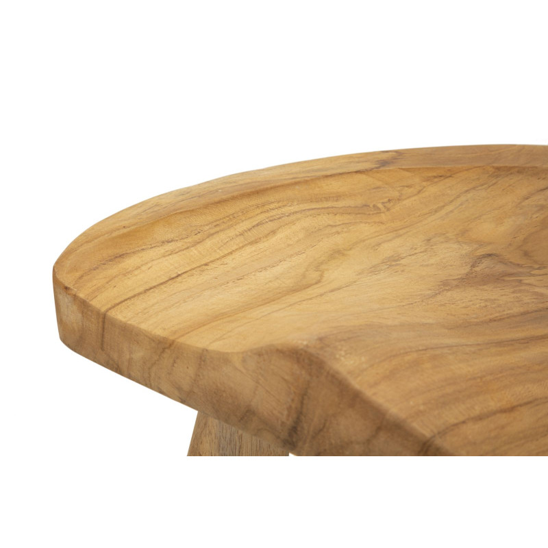 Grand Tabouret artisanal ethnique Hauteur 42 cm en Bois de teck recyclé Marron Sel 
