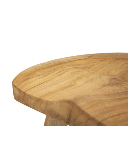 Grand Tabouret artisanal ethnique Hauteur 42 cm en Bois de teck recyclé Marron Sel 