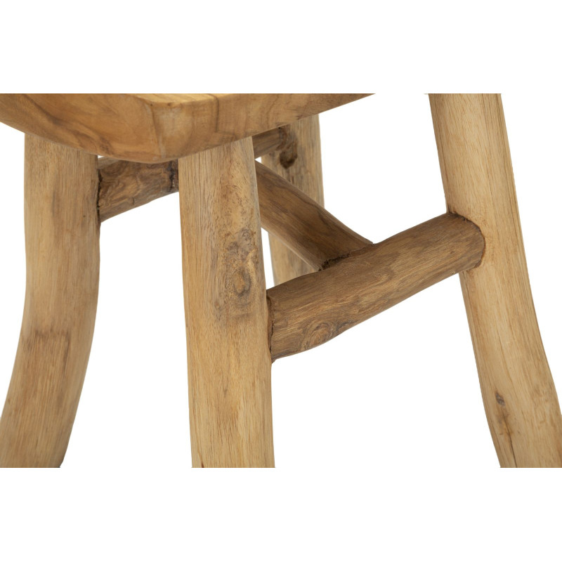 Grand Tabouret artisanal ethnique Hauteur 42 cm en Bois de teck recyclé Marron Sel 