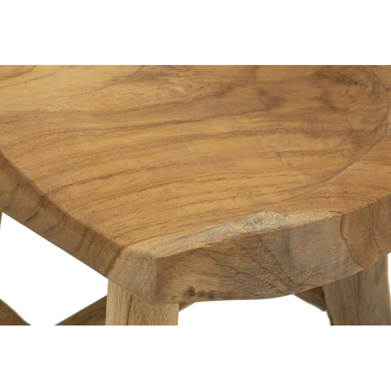 Grand Tabouret artisanal ethnique Hauteur 42 cm en Bois de teck recyclé Marron Sel 