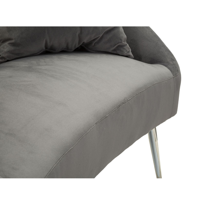 Canapé moderne chic Droit 2 places en Velours Gris Métal Argenté Bois Silvery 