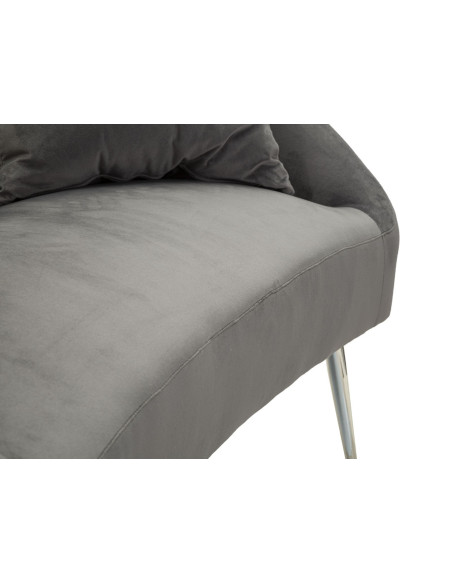 Canapé moderne chic Droit 2 places en Velours Gris Métal Argenté Bois Silvery 