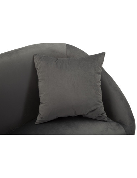 Canapé moderne chic Droit 2 places en Velours Gris Métal Argenté Bois Silvery 