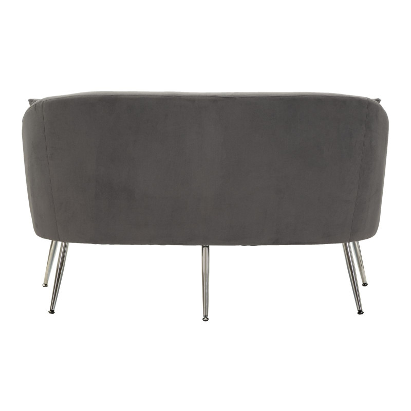Canapé moderne chic Droit 2 places en Velours Gris Métal Argenté Bois Silvery 