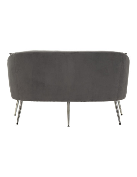 Canapé moderne chic Droit 2 places en Velours Gris Métal Argenté Bois Silvery 