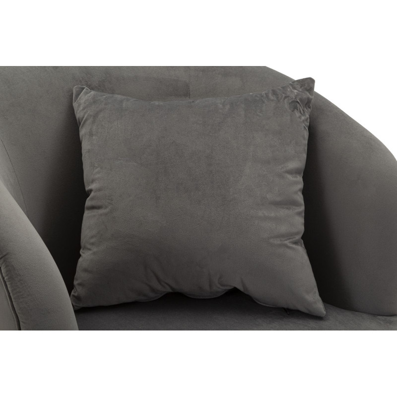 Fauteuil moderne chic en Velours Gris Métal Argenté Bois Silvery 