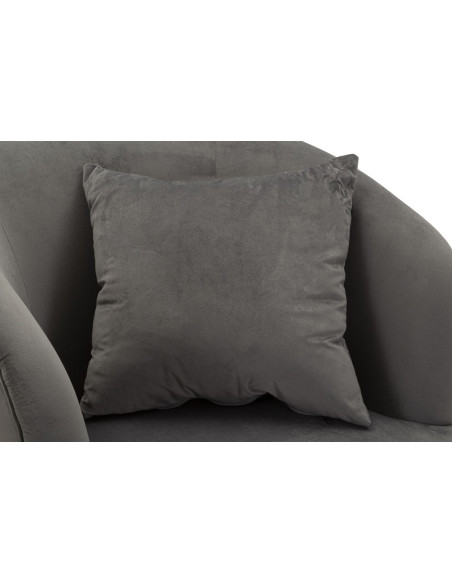 Fauteuil moderne chic en Velours Gris Métal Argenté Bois Silvery 