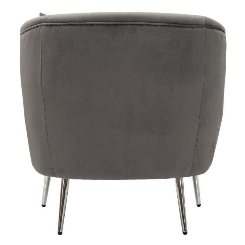 Fauteuil moderne chic en Velours Gris Métal Argenté Bois Silvery 