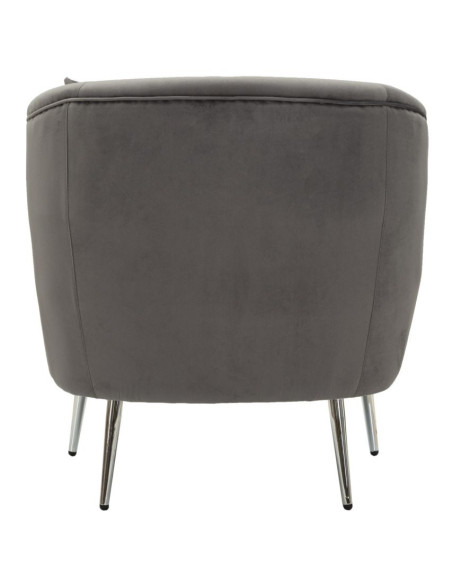 Fauteuil moderne chic en Velours Gris Métal Argenté Bois Silvery 