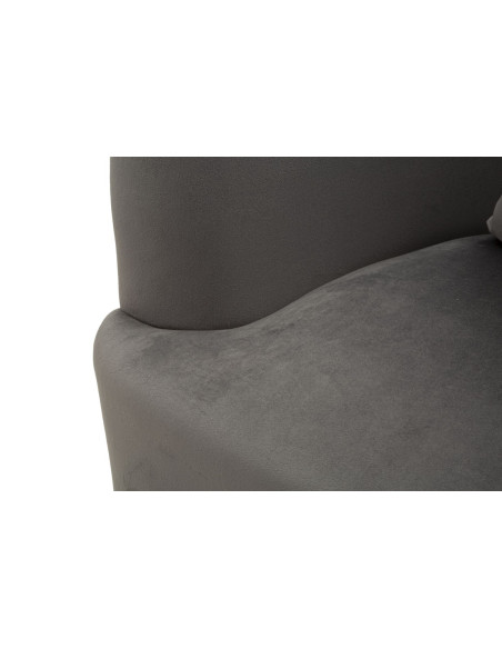 Fauteuil moderne chic en Velours Gris Métal Argenté Bois Silvery 