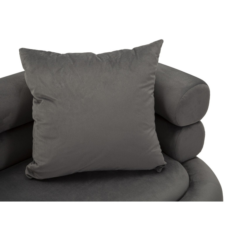 Canapé moderne original Droit 2 places en Velours Gris Métal Argenté Bois Silvery Plus 