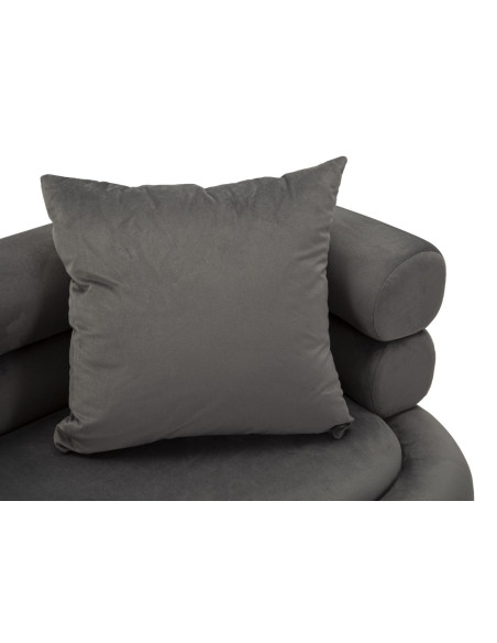 Canapé moderne original Droit 2 places en Velours Gris Métal Argenté Bois Silvery Plus 