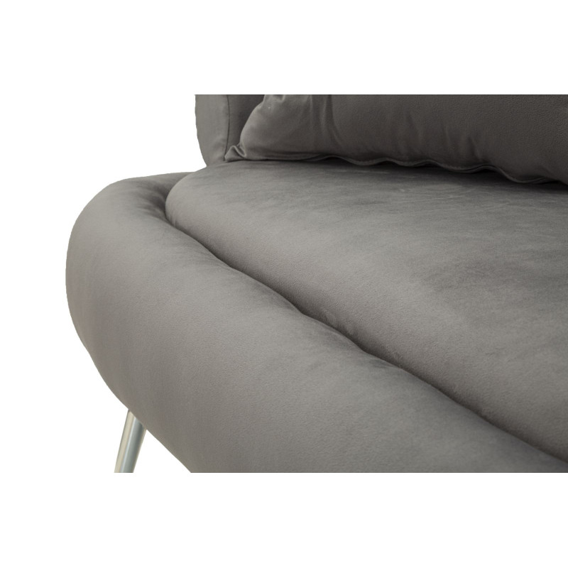 Canapé moderne original Droit 2 places en Velours Gris Métal Argenté Bois Silvery Plus 