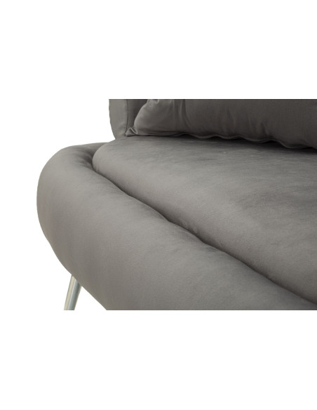 Canapé moderne original Droit 2 places en Velours Gris Métal Argenté Bois Silvery Plus 