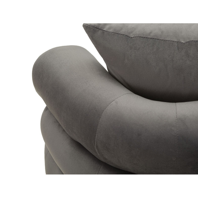 Canapé moderne original Droit 2 places en Velours Gris Métal Argenté Bois Silvery Plus 