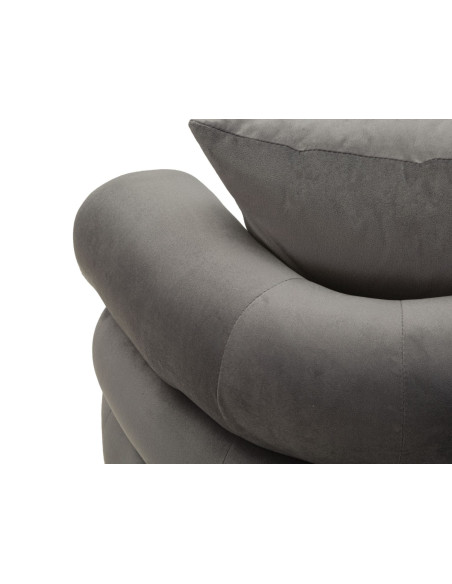 Canapé moderne original Droit 2 places en Velours Gris Métal Argenté Bois Silvery Plus 