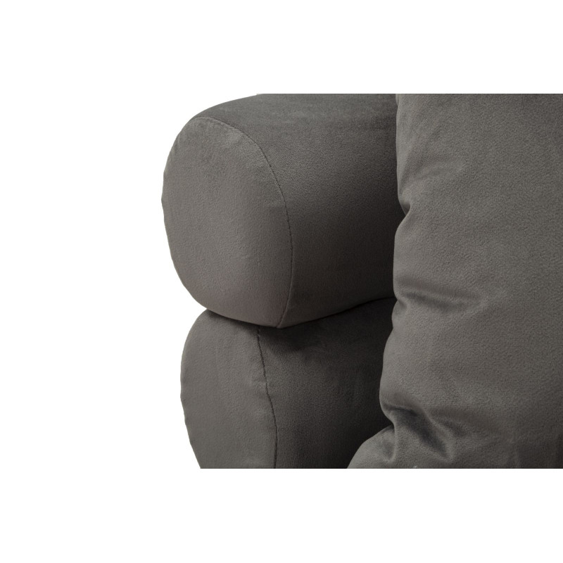 Canapé moderne original Droit 2 places en Velours Gris Métal Argenté Bois Silvery Plus 