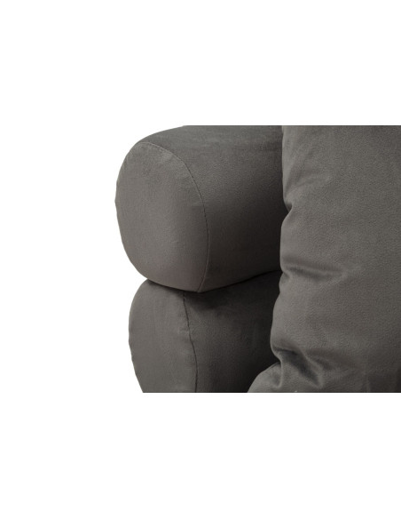 Canapé moderne original Droit 2 places en Velours Gris Métal Argenté Bois Silvery Plus 