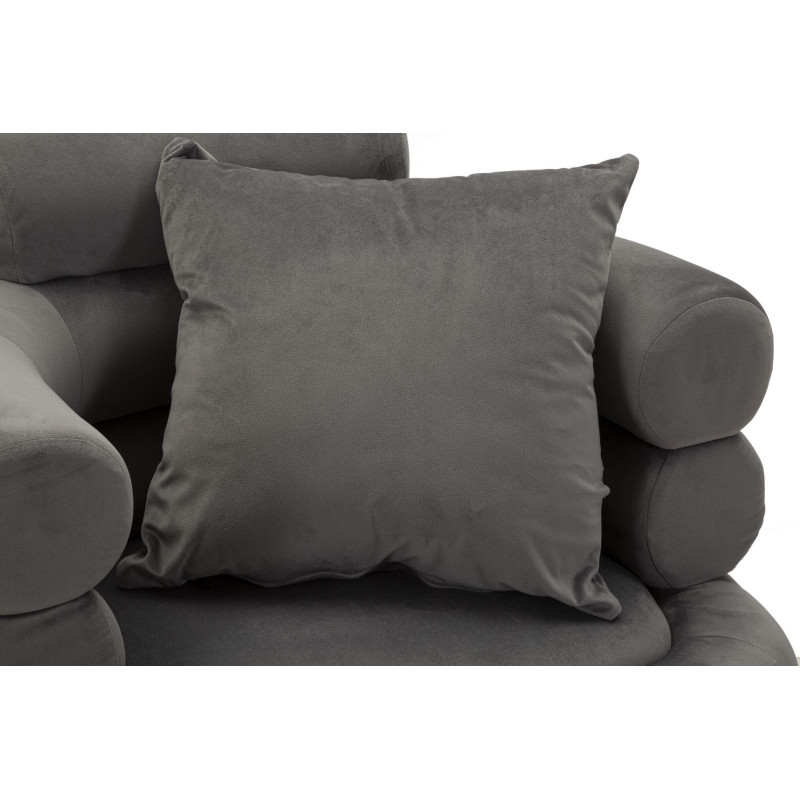 Fauteuil moderne original en Velours Gris Métal Argenté Bois Silvery Plus 