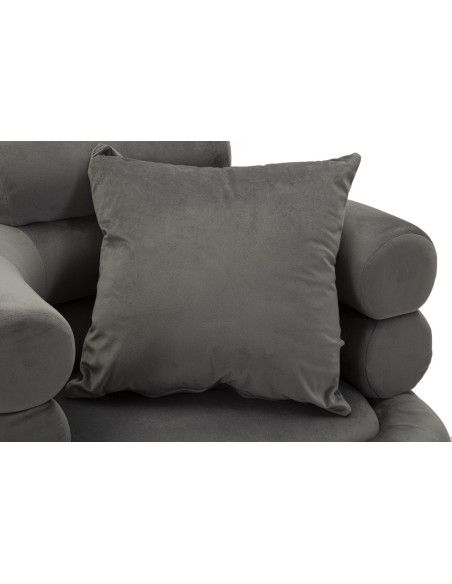 Fauteuil moderne original en Velours Gris Métal Argenté Bois Silvery Plus 