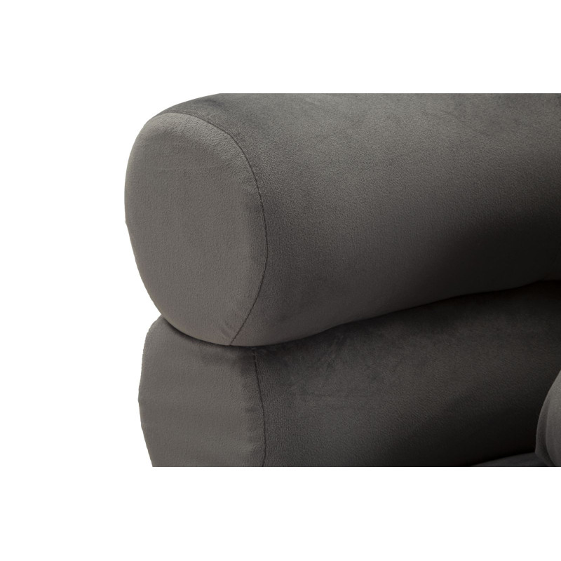 Fauteuil moderne original en Velours Gris Métal Argenté Bois Silvery Plus 