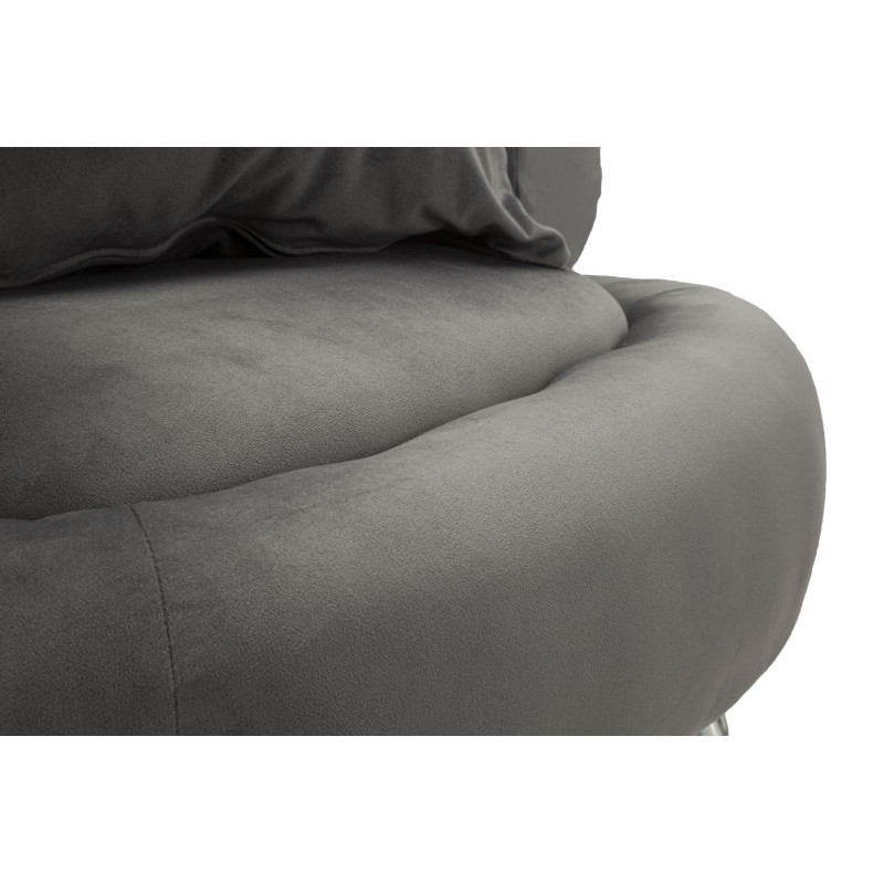 Fauteuil moderne original en Velours Gris Métal Argenté Bois Silvery Plus 
